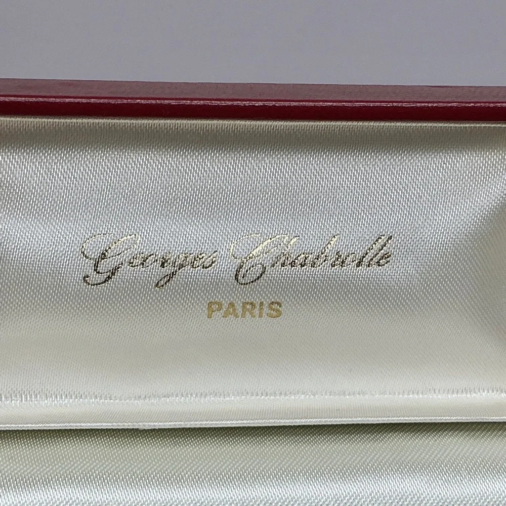 Vintage Georges Chabrolle Paris Cufflinks Silver Tone Black Enamel With Box